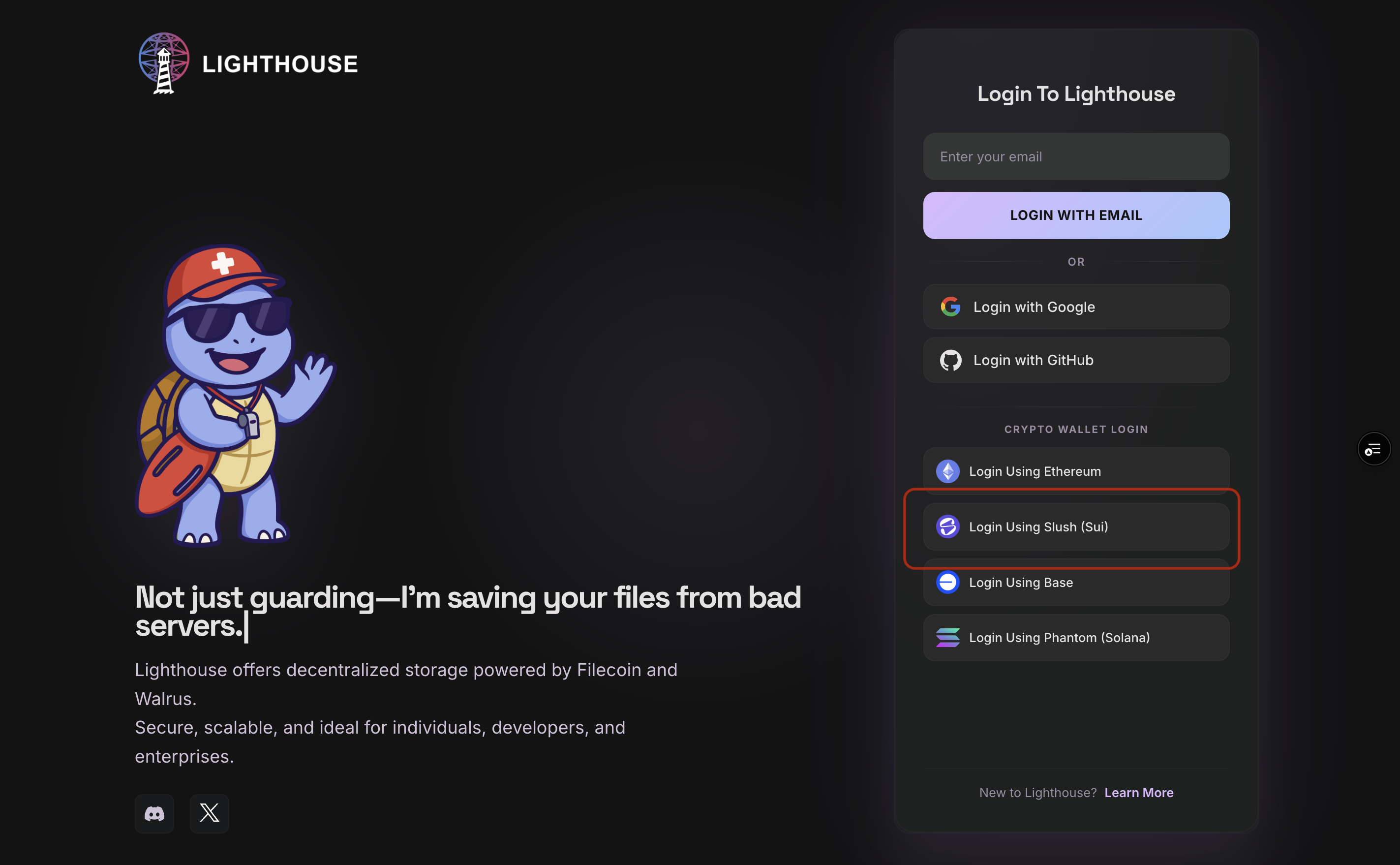 Sign in to the Walrus dashboard with Slush